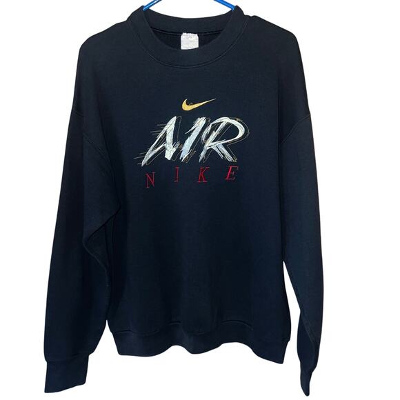 Black Embroidered Long Sleeve Nike Sweatshirt Size Large Unisex - Picture 1 of 7